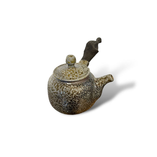 CERAMIC TEA POT WITH WOODEN SIDE HANDLE